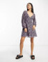 Фото #4 товара New Look long sleeve sweetheart mini dress in lilac floral