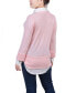 ფოტო #2 პროდუქტის Petite Long Sleeve Two-Fer Top