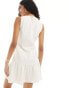 Фото #4 товара ASOS DESIGN drop waist linen mini dress in ivory