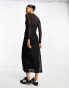 ASOS DESIGN mesh long sleeve dress with graphic in black