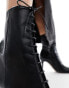 ASOS DESIGN Eclipse premium leather square toe lace up boots in black