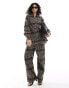 Фото #2 товара YAS broderie oversized shirt co-ord in black and deep beige - MULTI