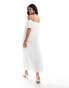 Фото #2 товара New Look crinkle bardot maxi dress in white