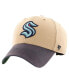 Фото #2 товара Men's Khaki, Deep Sea Blue Distressed Seattle Kraken Dusted Sedgwick MVP Adjustable Hat