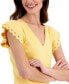 Women's Ribbed V-Neck Flutter-Sleeve Sweater