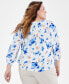 Plus Size Shine Floral-Print Blouse, Created for Macy's