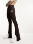 Nicce able flared leggings in brown with split hem