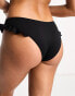 New Look frill hipster bikini bottoms in black