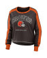 Фото #2 товара Women's Brown Cleveland Browns Plus Size Colorblock Long Sleeve T-shirt