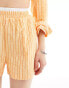 Фото #2 товара Daisy Street boxer waist detail boyfriend shorts in orange textured stripe co-ord