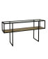 Фото #2 товара Iron Console Table with Glass Top and Wooden Shelf