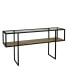 Iron Console Table with Glass Top and Wooden Shelf