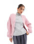 ASOS DESIGN structured sleeve cardigan with rib detail in pink