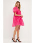 ფოტო #3 პროდუქტის Women's Gridded Puff Sleeve Dress