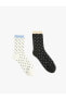 Puantiyeli Çorap Seti 2'li Simli Çok Renkli