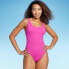 Women's Shaping Square Neck One Piece Swimsuit - Shade & Shore Hot Pink M