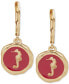 Gold-Tone Seahorse Color Coin Drop Earrings