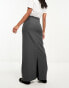 River Island tailored pencil maxi skirt in dark grey