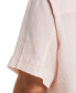 ფოტო #3 პროდუქტის Plus Size Stripe Split Neck Linen Short Sleeve Top