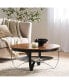 Modern Industrial Coffee Table with Etched Circular Mango Wood Top