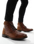 Red Tape casual lace up boots in dark brown leather