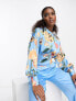 Фото #1 товара Vero Moda satin high neck blouse co-ord in blue floral