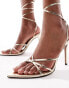 Фото #4 товара ASOS DESIGN Nightly strappy tie leg high sandals in gold