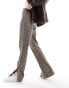 JDY trousers with slits in brown check