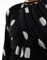 Фото #4 товара ASOS DESIGN wrap bodice balloon sleeve maxi dress in black spot print