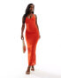 Фото #1 товара ASOS DESIGN hotfix scoop halter corset midi dress in tangerine