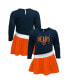 ფოტო #2 პროდუქტის Girls Infant Navy, Orange Chicago Bears Heart To Heart Jersey Tri-Blend Dress