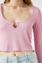 Фото #5 товара Kadın Pembe T-Shirt 3WAL10387IK