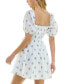 ფოტო #2 პროდუქტის Juniors' Eyelet Floral Print Puff-Sleeve Fit & Flare Dress