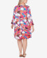 Фото #2 товара Plus Size Floral Puff Print Dress