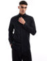 ASOS DESIGN regular textured dress shirt in black Черный, L - Chest 42 - фото #1