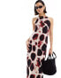 ASOS DESIGN linen racer maxi sundress in blurred animal print Blurred Animal, 42 - фото #4