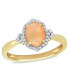 ფოტო #1 პროდუქტის Yellow Opal (3/4 ct. t.w.) and Diamond (1/8 ct. t.w.) Halo Ring 10k Yellow Gold