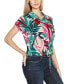 Фото #3 товара Women's Printed Collared Button-Front Printed Floral Top