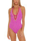 Фото #1 товара Trina Turk 300818 Tulum Maillot Plunge Halter One Piece SwimsuitSize 4