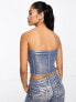 Фото #3 товара Monki co-ord lace up bandeau crop top in metallic