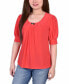 ფოტო #1 პროდუქტის Petite Short Sleeve Balloon Sleeve Top