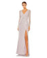 Фото #1 товара Women's Sequined Faux Wrap Long Sleeve Gown