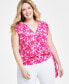 Plus Size Floral-Print Side-Tie Top, Created for Macy's