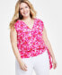 ფოტო #1 პროდუქტის Plus Size Floral-Print Side-Tie Top, Created for Macy's