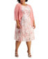 Фото #1 товара Plus Size Open-Front Jacket & Printed Chiffon Dress