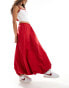 Фото #1 товара ASOS DESIGN poplin bubble hem maxi skirt in red