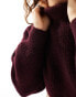 Monki cropped high neck jumper in burgundy