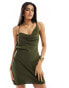 Фото #2 товара ASOS DESIGN asymmetric mini dress with buckle back detail in khaki