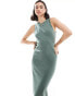 Vero Moda Aware ribbed racer neck midi dress in green grün, S - EU 36 - фото #1