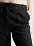 ONLY Curve straight leg trousers in black pinstripe